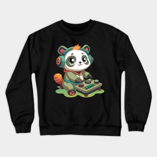 cute panda playing dj music Crewneck Sweatshirt